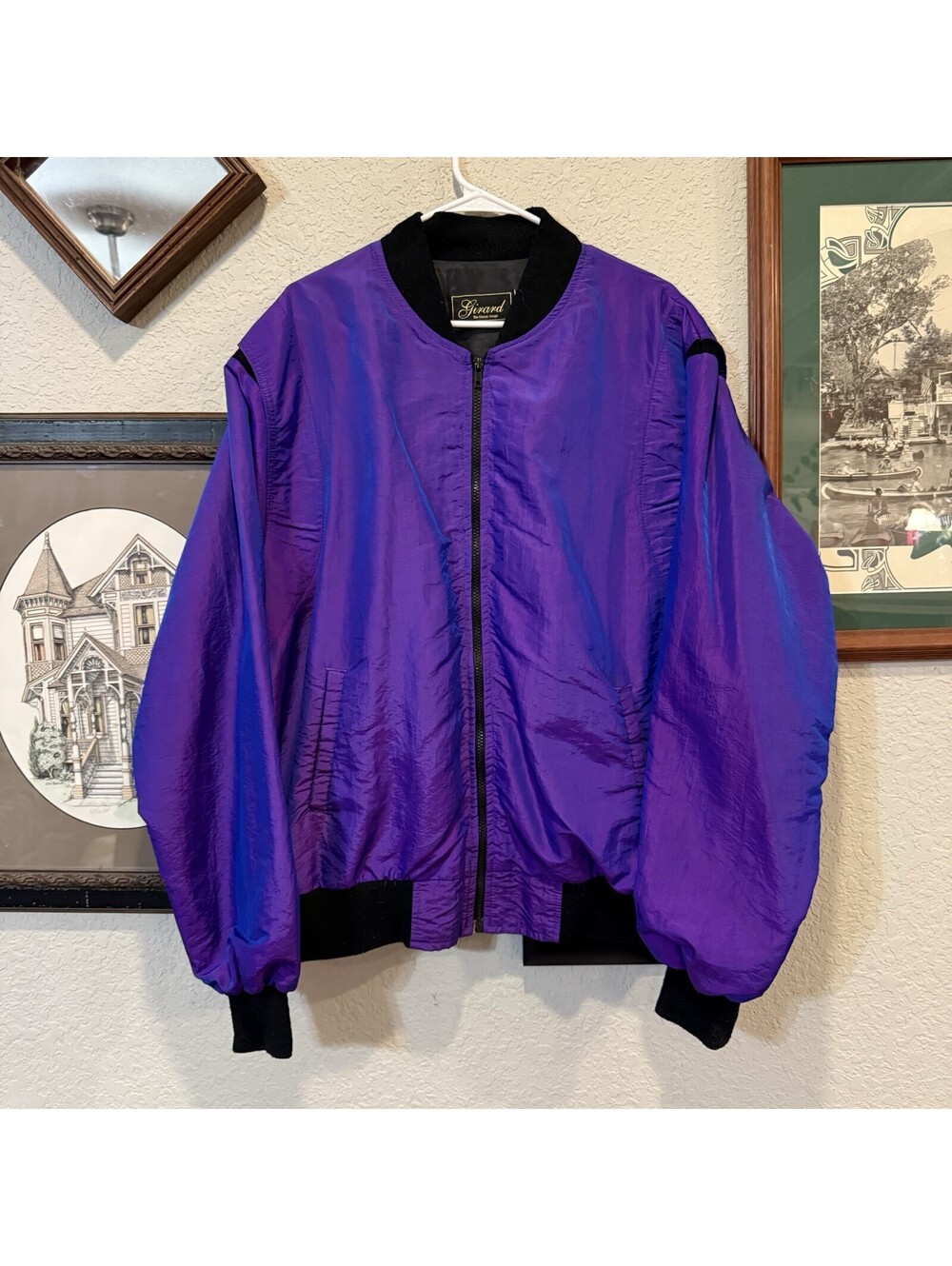 Vintage 80s/90s RARE Girard Designer Iridescent Surfing Purple Jacket Size Large